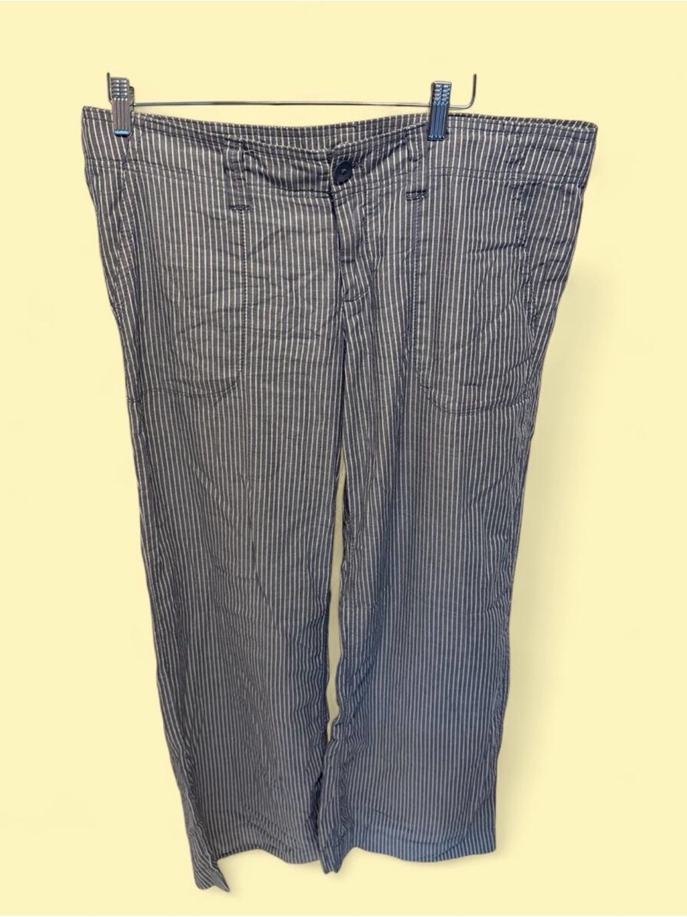 GAP Women's Blue and White Striped Wide Leg Pants